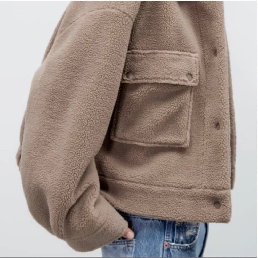 ZARA Balloon Puffed Bomber Jacket - shearling teddy fleece - Picture 3 of 6